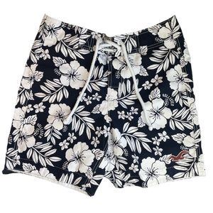 Hollister Mens Surf Hibiscus Beach Shorts